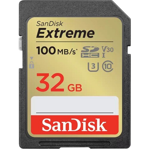 SanDisk Extreme 32 GB Class 10/UHS-I (U3) SDHC - V30 - 100 MB/s Lesegeschwindigkeit - 60 MB/s Schreibgeschwindigkeit