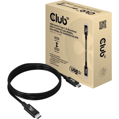 Club 3D USB-C A/V/Power/Data Transfer Cable - 3.28 ft USB-C A/V/Power/Data Transfer Cable for Notebook, Tablet, Smartphone