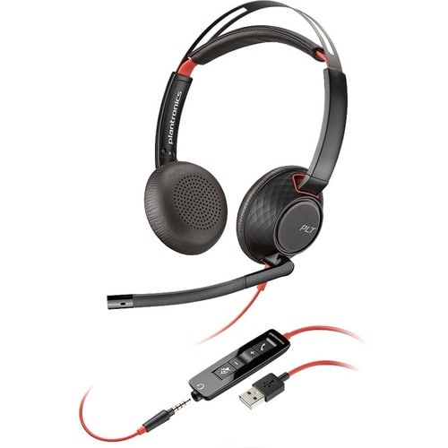 Plantronics Blackwire C5220 有线 头戴式 立体声 耳机 - 双声道 - 上耳式 - 20 Hz 到 20 kHz - 降噪 麦克风 - A 型 USB