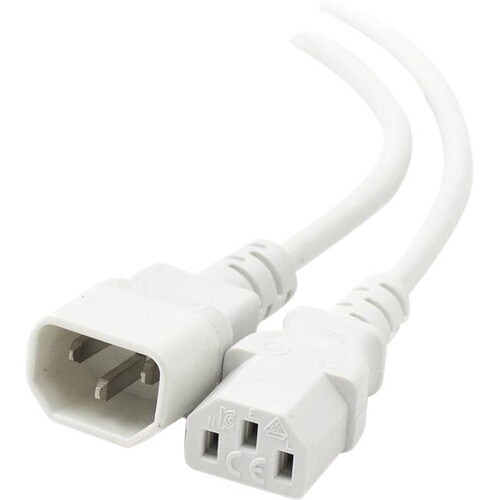 ALOGIC 3m IEC C13 to IEC C14 Computer Power Extension Cord - Male to Female-WHITE