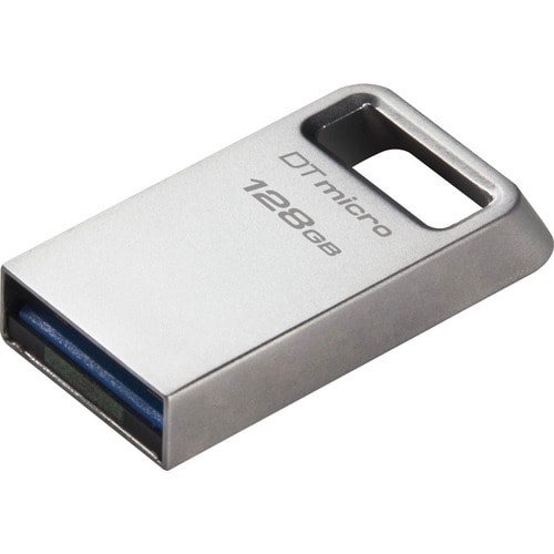 Kingston DataTraveler Micro DTMC3G2 128 GB USB 3.2 (Gen 1) Type A Flash Drive - Silver - 200 MB/s Read Speed - 5 Year Warr