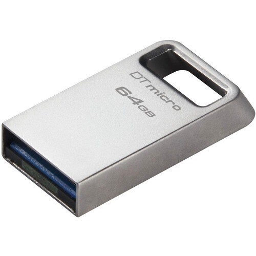 Kingston DataTraveler Micro DTMC3G2 64 GB USB 3.2 (Gen 1) Type A Flash Drive - Silver - 200 MB/s Read Speed - 5 Year Warranty