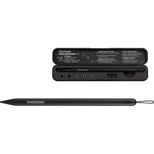 ViewSonic Stylus - Capacitive Touchscreen Type Supported - Active - Replaceable Stylus Tip - Black