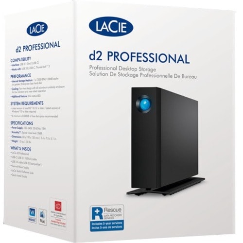 LaCie d2 Professional STHA20000800 20 TB Desktop Hard Drive - 3.5" External - SATA (SATA/600) - USB 3.1 Type C - 7200rpm -