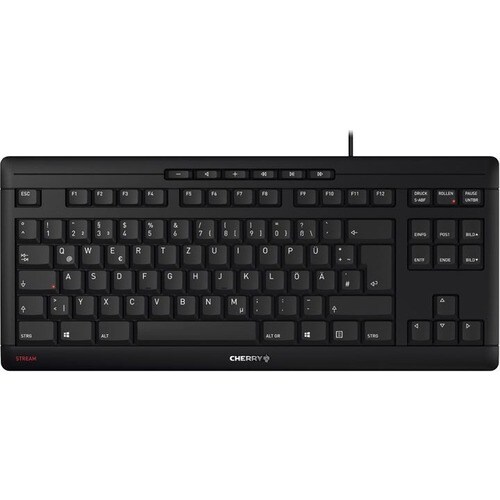 CHERRY STREAM Keyboard - Cable Connectivity - USB Type A Interface - English (UK) - QWERTY Layout - Black - SX Keyswitch -