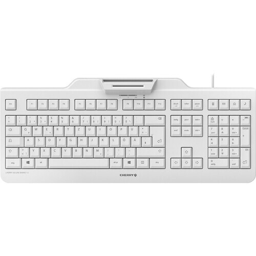 CHERRY SECURE BOARD 1.0 Keyboard - Cable Connectivity - USB Interface - French - AZERTY Layout - White Grey - LPK Keyswitc