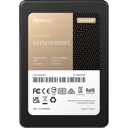 Synology SAT5210 SAT5210-3840G 3.84 TB Solid State Drive - 2.5" Internal - SATA (SATA/600) - 8533 TB TBW - 530 MB/s Maximu