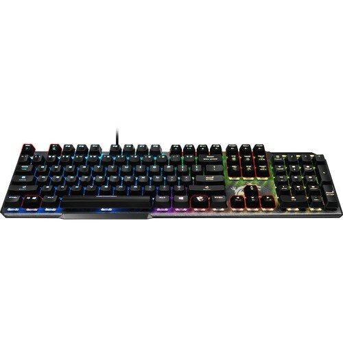 MSI VIGOR GK50 ELITE Gaming Keyboard - Cable Connectivity - USB 2.0 Interface - RGB LED - Mechanical Keyswitch Volume Cont