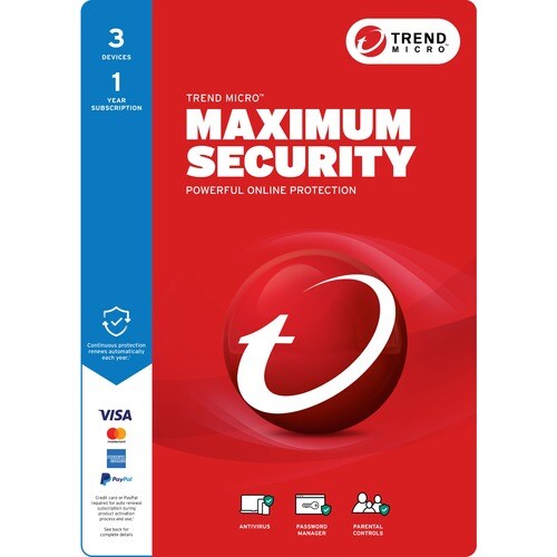 Trend Micro Maximum Security Add-on - Subscription - 3 Device - 1 Year - Licence Card - PC, Mac, Handheld