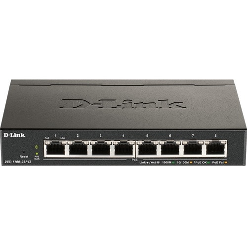 D-Link DGS-1100 DGS-1100-08PV2 8 Ports Manageable Ethernet Switch - Gigabit Ethernet - 1000Base-T - 2 Layer Supported - 4.