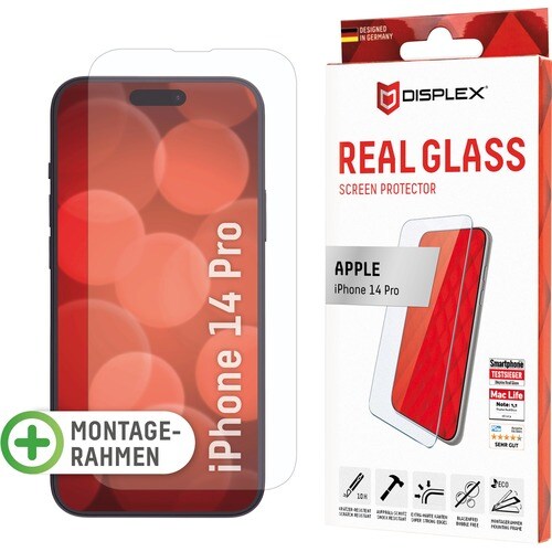 Displex Real Glass 10H Tempered Glass Screen Protector - For LCD iPhone 14 Pro - Scratch Resistant, Impact Resistant, Dust
