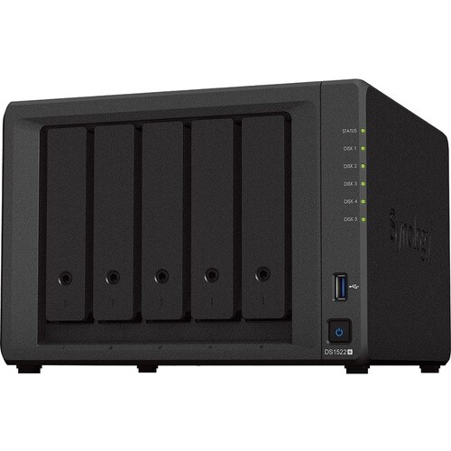 Synology DiskStation DS1522+ 5 x Total Bays SAN/NAS Storage System - AMD R1600 Dual-core (2 Core) 2.60 GHz - 8 GB RAM - DD