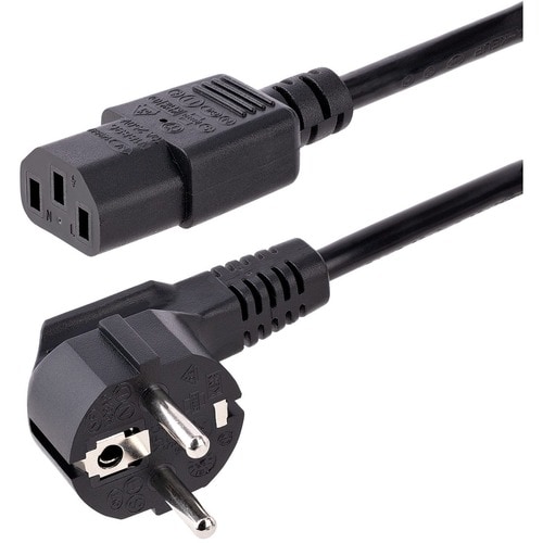 StarTech.com 1m (3ft) Computer Power Cord, 18AWG, EU Schuko to C13 Power Cord, 10A 250V, Black Replacement AC Cord, TV/Mon