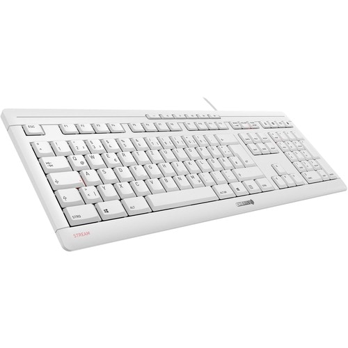 CHERRY STREAM Keyboard - Cable Connectivity - USB Interface - German - Pale Gray - Scissors Keyswitch - Volume Up, Previou