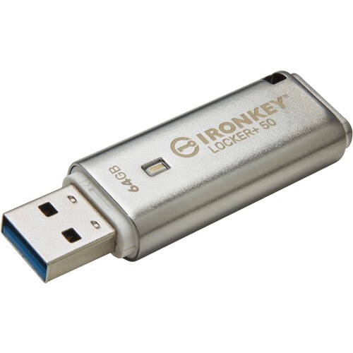 IronKey IKLP50 64 GB USB 3.2 (Gen 1) Type A Flash Drive - Silver - XTS-AES, 256-bit AES - TAA Compliant - 145 MB/s Read Sp