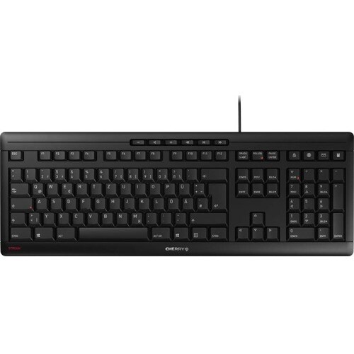 CHERRY STREAM Keyboard - Cable Connectivity - USB Interface - Pan-Nordic - Black - Scissors Keyswitch - 105 Key(s) - Volum