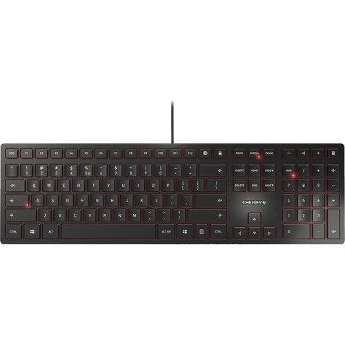 CHERRY KC 6000 SLIM Keyboard - Cable Connectivity - USB Interface - English (US) - QWERTZ Layout - Black - SX Keyswitch - 