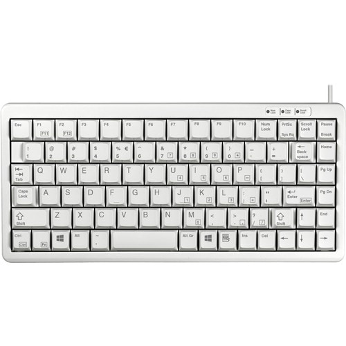 CHERRY Ultraslim G84-4100 POS Keyboard - QWERTY Layout - 86 Key(s) - PS/2, USB - Light Grey