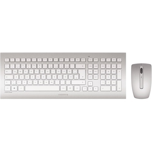 CHERRY DW 8000 Keyboard & Mouse - QWERTY - English (US) - 1 - USB Wireless RF - 103 Key - Keyboard/Keypad Color: White, Si