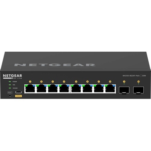 Netgear AV Line M4250 GSM4210PX-100EUS 8 Anschlüsse Verwaltbar Ethernet-Switch - 10 Gigabit Ethernet, Gigabit-Ethernet - 1