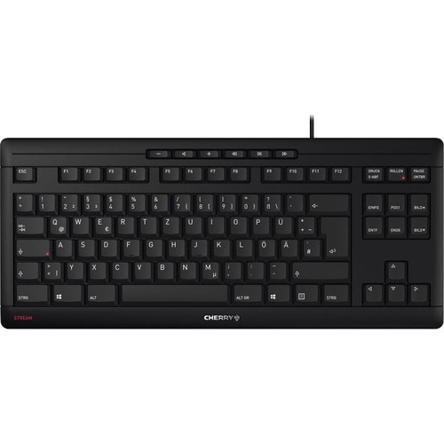 CHERRY STREAM Keyboard - Cable Connectivity - USB Type A Interface - Pan-Nordic - Black - SX Keyswitch - 6 Hot Key(s) - Mu