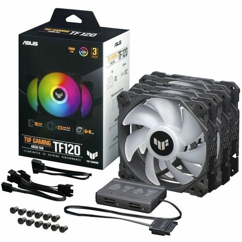 TUF TF120 ARGB Cooling Fan - 3 Pack - 4.72" Maximum Fan Diameter - 1 x Fan(s) - 76 CFM Maximum Airflow - 1900 rpm - Advanc