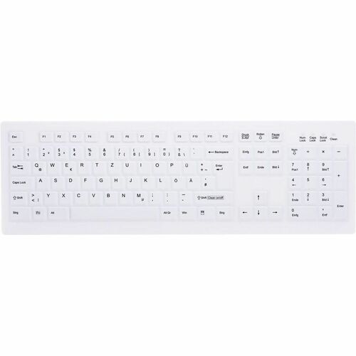 Active Key Keyboard - Cable Connectivity - USB 1.1 Interface - German - White - Membrane/Scissor Keyswitch - PC