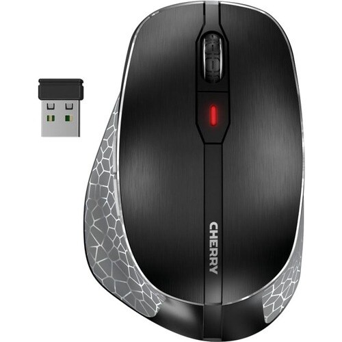 CHERRY ERGO MW 8C ERGO Mouse - Bluetooth/Radio Frequency - USB - Optical - 6 Button(s) - Black - 10 - Wireless - 2.40 GHz 
