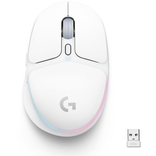 Logitech G705 Gaming Mouse - Wireless - Bluetooth/Radio Frequency - Rechargeable - White Mist - USB - 8200 dpi - 6 Button(