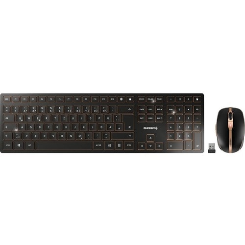 CHERRY DW 9100 SLIM Robust Tastatur & Maus - QWERTZ - Schweiz - Tastatur, Kabellos, Bluetooth/RF, 4.0 2,40 GHz USB Typ-A, 