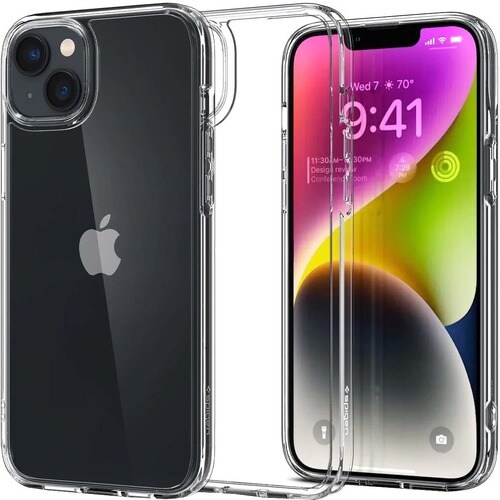 Spigen Ultra Hybrid Case for Apple iPhone 14 Smartphone - Crystal Clear - Drop Resistant, Scratch Resistant - Thermoplasti