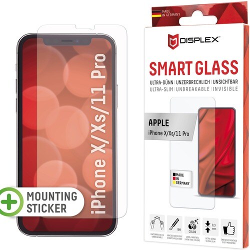 Displex Smart Glass 9H Tempered Glass, Plastic Film Screen Protector - 1 - For LCD iPhone X, iPhone XS, iPhone 11 Pro - Br