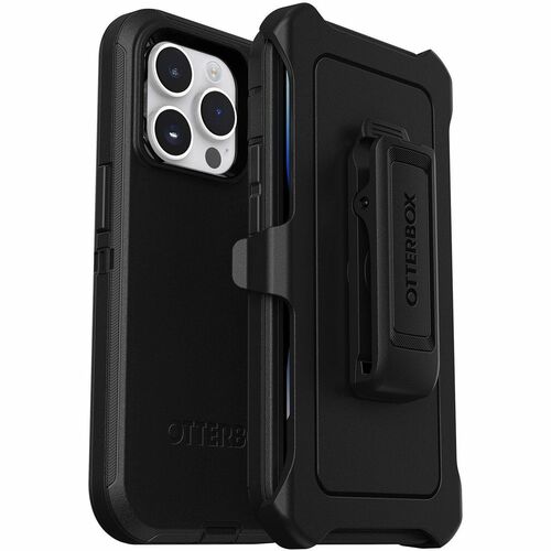 OtterBox Defender Rugged Carrying Case (Holster) Apple iPhone 14 Pro Smartphone - Black - Bump Resistant, Tear Resistant, 