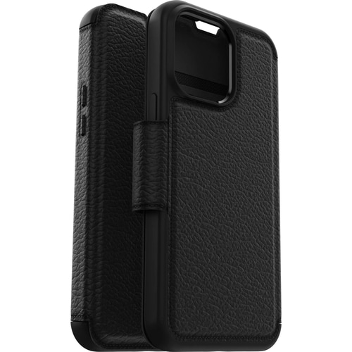 OtterBox Strada Carrying Case (Folio) Apple iPhone 14 Pro Max Smartphone - Shadow (Black) - Drop Resistant - Leather, Meta
