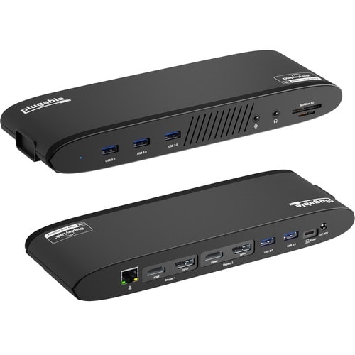 Plugable 13-in-1 USB C Docking Station Dual Monitor, 100W Charging, Dual 4K Displays 2x HDMI or 2x DisplayPort - Compatibl