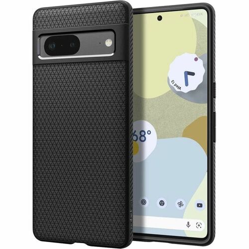 Spigen Liquid Air Case for Google Pixel 7 Smartphone - Geometric Design - Matte Black - 1 - Drop Resistant, Slip Resistant