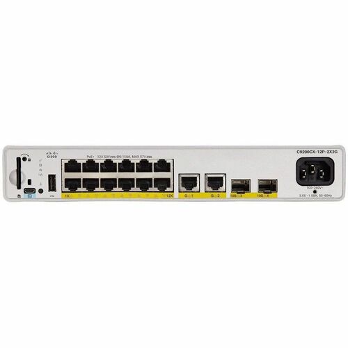 Cisco Catalyst 9200 C9200CX-12P-2X2G 12 Anschlüsse Verwaltbar Ethernet-Switch - 10 Gigabit Ethernet, Gigabit-Ethernet - 10