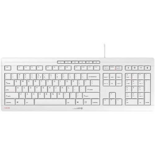 CHERRY STREAM Keyboard - Cable Connectivity - USB Interface - English (US) - White Grey - Rubber Dome Keyswitch - 104 Key(