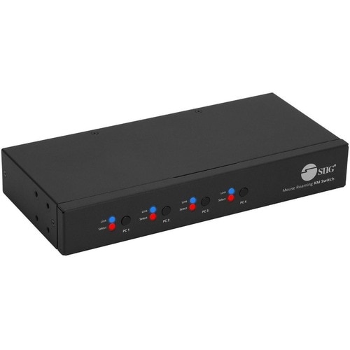 SIIG 4-Port Roaming KM Switch w/USB 2.0 Hub - 4-Port Roaming KM Switch, Allows you to share a set of Keyboard, Mouse, Audi