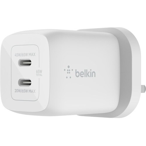 Belkin BOOST↑CHARGE PRO 65 W AC Adapter - 1 Pack - Universal Adapter - For MacBook Pro, iPhone, MacBook, iPad mini - White