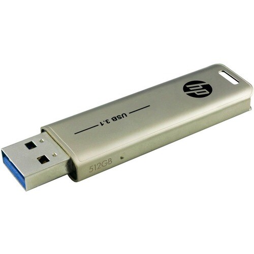 HP x796w USB 3.1 Flash Drive - 512 GB - USB 3.1 (Gen 1) Type A - 70 MB/s Read Speed - Metallic - 2 Year Warranty