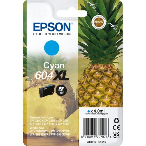 Epson 604XL Original Extra Large Yield Inkjet Ink Cartridge - Single Pack - Cyan Pack - 350 Pages