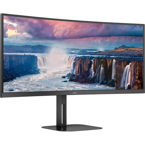 AOC CU34V5C 34" Class UW-QHD Curved Screen LCD Monitor - 21:9 - Matte Black - 86.4 cm (34") Viewable - Vertical Alignment 