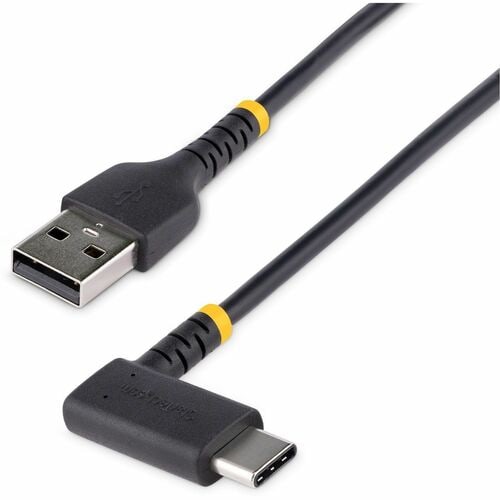 StarTech.com 3ft (1m) USB A to C Charging Cable Right Angle, Heavy Duty Fast Charge USB-C Cable, Durable and Rugged Aramid