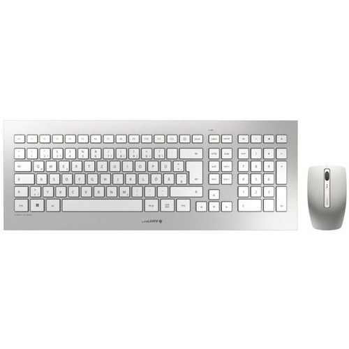 CHERRY DW 8000 Keyboard & Mouse - QWERTZ - French - 1 - USB Wireless RF - 104 Key - Keyboard/Keypad Color: White, Silver -