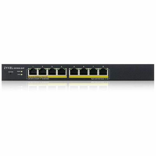 ZYXEL GS1900 GS1900-8HP 8 Ports Manageable Ethernet Switch - Gigabit Ethernet - 100/1000Base-T - 2 Layer Supported - 84.80