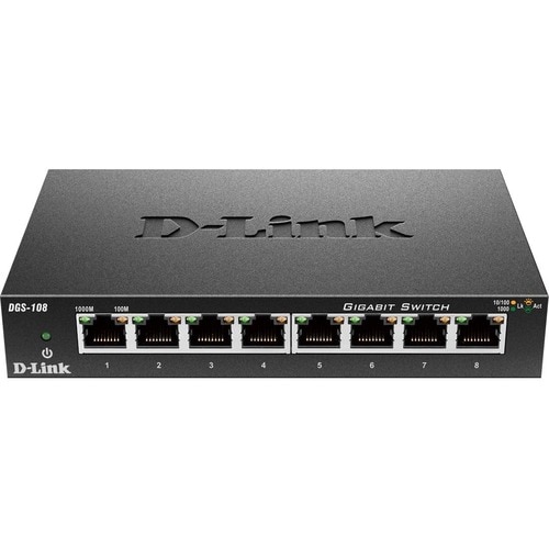 D-Link DGS-108Unmanaged 8-Port 10/100/1000Mbps Switch - 8 x 10/100/1000Base-T