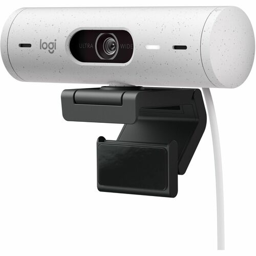 Logitech Brio 500 Full HD webcam, auto framing, noise-reducing mics, privacy shutter, streaming & video calling, Off-white