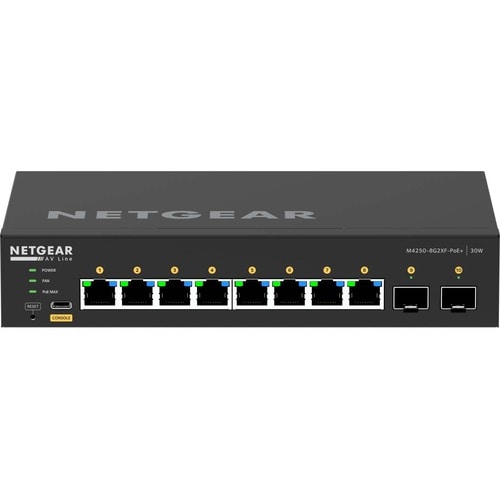 Netgear AV Line M4250 GSM4210PX-100EUS 8 Ports Manageable Ethernet Switch - 10 Gigabit Ethernet, Gigabit Ethernet - 10GBas