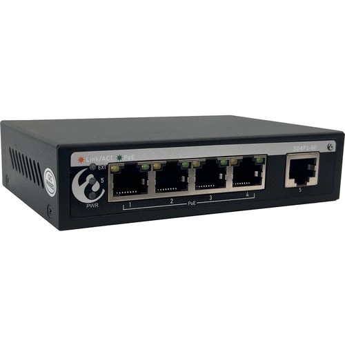 Amer SD4P1-60 Ethernet Switch - 5 Ports - Fast Ethernet - 10/100Base-T - 2 Layer Supported - 65 W PoE Budget - Twisted Pai